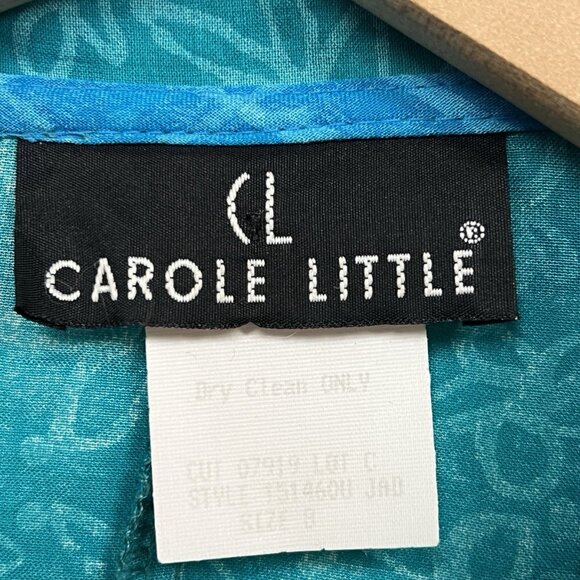 Carole Little Vintage Floral Skirt Set Size 8 Blue Turquoise Blazer - Picture 5 of 8